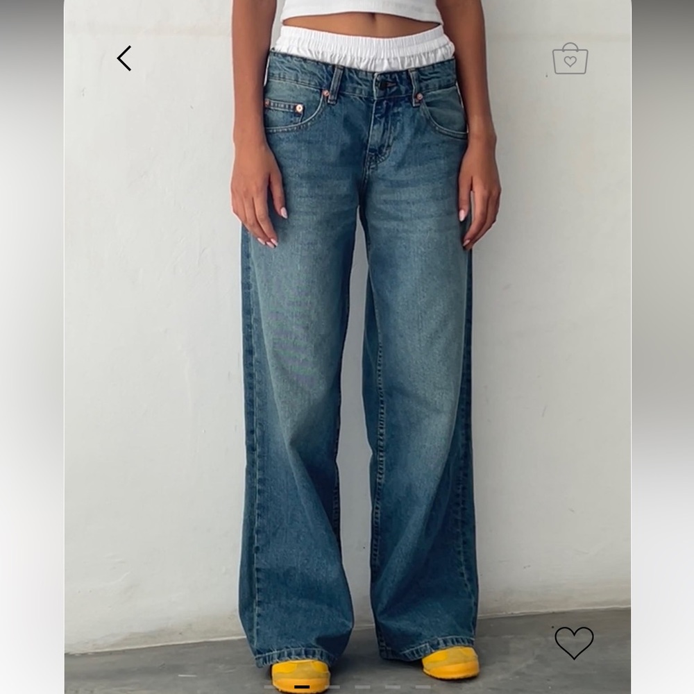 Motel rocks roomy extra wide low rise jeans in vintage blue green